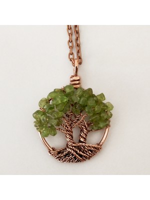 Mba Handmade Jewelry Zebercet Peridot Kristali El Yapımı Hayat Ağacı Kolye ''tree Of Life Pendant''