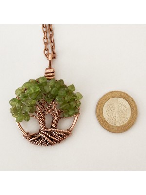 Mba Handmade Jewelry Zebercet Peridot Kristali El Yapımı Hayat Ağacı Kolye ''tree Of Life Pendant''