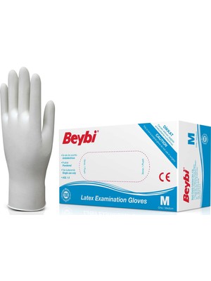 Beybi Latex Pudralı Çok Amaçlı Kullan At Eldiven Lateks 100'lü (M) Medium / Orta