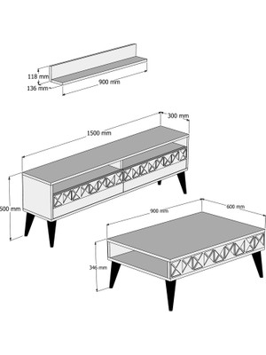 Evdo Line Tv Ünitesi ve Orta Sehpa Takımı  Meşe
