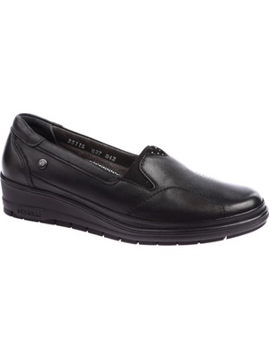 Forelli 25115 Kadın Deri Siyah Halluks Comfort Ayakkabı