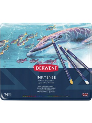 Derwent Inktense Mürekkep Etkili Aquarel Boya Kalemi 24'lü Teneke Kutu