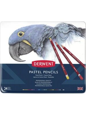 Derwent Pastel Kalem Seti 24'lü Teneke Kutu Profesyonel Kalite Renkli Pastel Kalemler