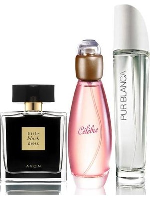 Avon Little Black Dress 50 ml Kadın Edp+Avon Celebre 50 ml Kadın Edt+Avon Purblanca 50 ml Kadın Edt