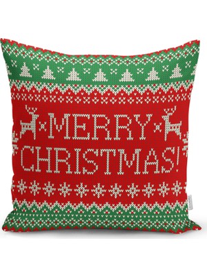 RealHomes Merry Christmas Motifli Dijital Baskılı Yastık Kırlent Kılıfı