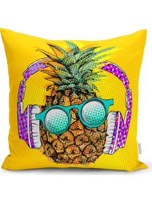 RealHomes Summer Ananas Tasarımlı Dekoratif Yastık Kırlent Kılıfı