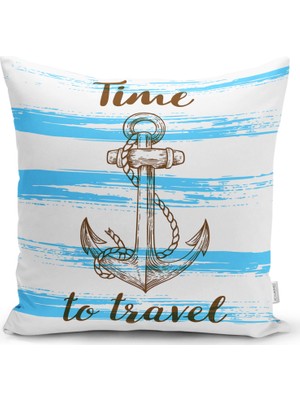 RealHomes Time to Travel Denizci Desenli Modern Yastık Kırlent Kılıfı