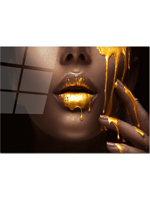 Disegno Cam Tablo Altın Kadın 50 x 70 cm Uv Baskı Temperli