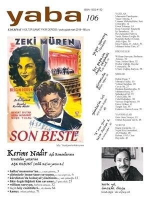 Yaba Edebiyat Dergisi Sayı: 106 Ocak-Şubat-Mart 2018