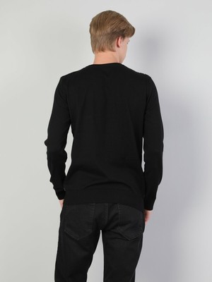 Colins Regular Fit Bisiklet Yaka Erkek Siyah Kazak