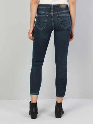 Colins 759 LARA Orta Bel Dar Paça Super Slim Fit Koyu Mavi Kadın Jean Pantolon