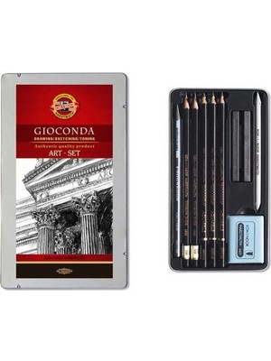 Koh-I Noor Gioconda Art Set 10 Parça Karakalem Eskiz Çizim Resim Seti Metal Kutu