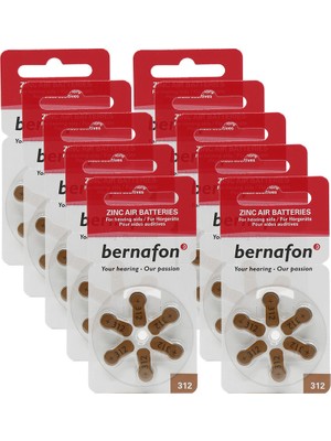 Bernafon 312 Numara Işitme Cihazı Pili 1,45 V Bej Renk 60 Adet Uzun Ömürlü Pil Tipi