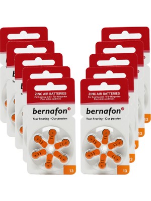 Bernafon 13 Numara Işitme Cihazı Pili 6*10 (Toplam 60 Adet)