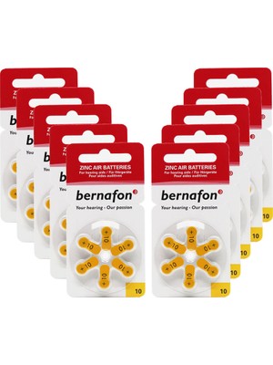 Bernafon 10 Numara Işitme Cihazı Pili 6*10 (Toplam 60 Adet)