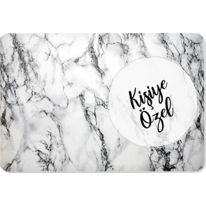Kişiye Özel - Beyaz Mermer Görünümlü | Cam Kesme Tahtası - Cam Kesme Tablası | 20cm x 30cm