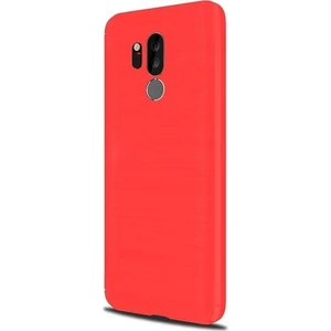 Tekno Grup LG G7 Silikon Kılıf - Kırmızı + Cam Ekran Koruyucu