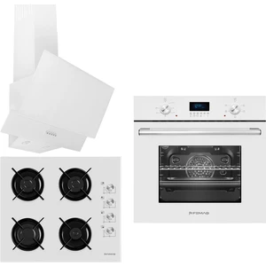 Beyaz Inci 3'lü Ankastre Set ( 5001 Multifonksiyon Beyaz Fırın + 3140 Ce Beyaz Cam Ocak+ Fd 102 Yatay Beyaz Cam Davlumbaz)