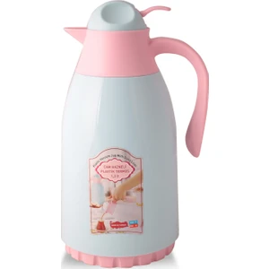 Cam Hazneli Plastik Termos 1,3 Lt Turkuaz Pembe