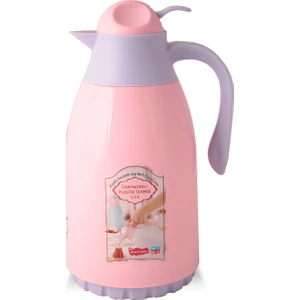Cam Hazneli Plastik Termos 1,3 Lt Pembe Lila