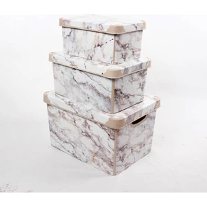 Style Box Marble Set 3 Parça Dekoratif Saklama Kutusu