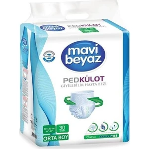 Mavi Beyaz Ped Emici Külot Hasta Bezi Medium Orta x 4