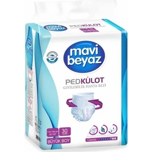 Mavi Beyaz Ped Emici Külot Hasta Bezi L Büyük x 4