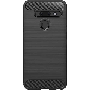 LG G8 ThinQ Brushed Carbon Fiber Silikon Kılıf - Siyah