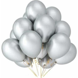 Metalik Sedefli Kaliteli Balon Gümüş 50 Adet