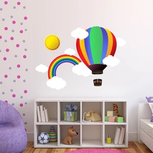 Tilki Dünyası Uçan Balon Gökkuşağı Güneş Bulutlar Çocuk Odası Duvar Sticker