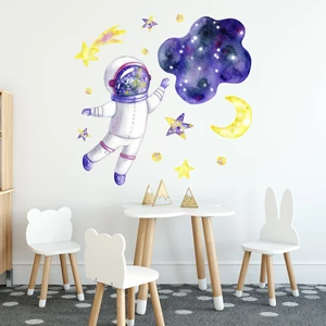 Tilki Dünyası Uzay Konstepti Astonot ve Gök Cisimleri Çocuk Odası Sticker