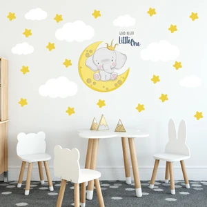 Tilki Dünyası Ay Üzerinde Fil ve Good Night Yazısı Konsept Çocuk Odası Sticker