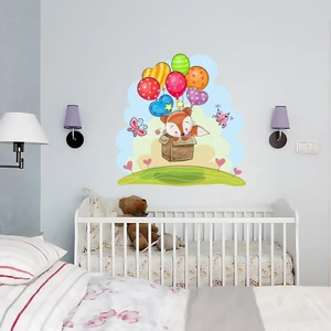 Tilki Dünyası Sevimli Tilki ve Balonlar Konsept Çocuk Odası Duvar Sticker