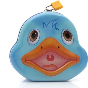 Kumbara metal kilitli metal ördek mavi