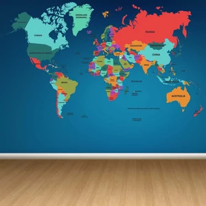 Kt Decoration Dünya Haritası Xxl Dev Modern Duvar Sticker