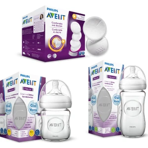 Philips Avent Natural Cam Biberon Seti 2'li (240 ml + 120 ml)+ 30’lu Göğüs Pedi
