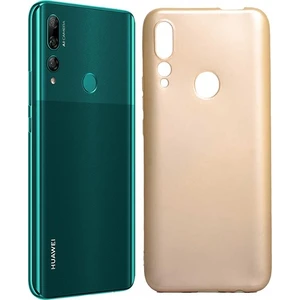 Tekno Grup Huawei Y9 Prime 2019 Kılıf Mat Premium Silikon Kılıf - Gold + Cam Ekran Koruyucu