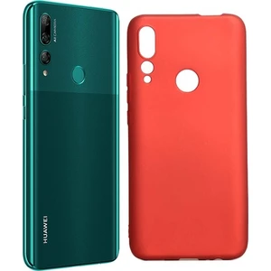 Tekno Grup Huawei Y9 Prime 2019 Kılıf Mat Premium Silikon Kılıf - Kırmızı + Cam Ekran Koruyucu