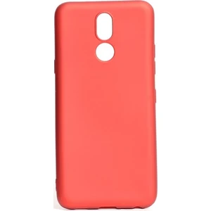 Tekno Grup LG K40 Kılıf Mat Premium Silikon Kılıf - Kırmızı + Cam Ekran Koruyucu