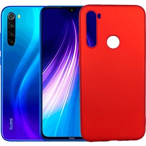 Tekno Grup Xiaomi Redmi Note 8 Kılıf Mat Premium Silikon Kılıf - Kırmızı + Cam Ekran Koruyucu