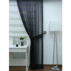 Caserta Home Seyrek Pile 1/2 Avangart File Optik Siyah Tül Fon Perde - 70 x 260 cm
