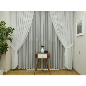 Caserta Home Seyrek Pile 1/2 Grek 526 Krem Tül Fon Perde - 70 x 240 cm