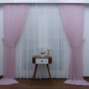 Caserta Home Sık Pileli 1/3 Grek 526 Pudra Tül Fon Perde - 70 x 280 cm