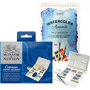Winsor & Newton Cotman Compact 14'lü Sulu Boya Seti + Defter
