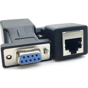 4349 RS232 To RJ45 9 Pin Ethernet Adaptör Ekleme Ek Uzatıcı CAT5E 6 Extender Çevirici Dönüştürücü 30 mt