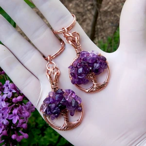 Mba Handmade Jewelry El Yapımı Ametist Kristali Hayat Ağacı Anahtarlık