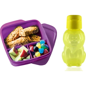 Beslenme Seti (Bölmeli Beslenme Kutusu 550 ml ve Aslan Desenli Eko Şişe 350 ml)