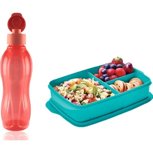 Beslenme Seti (Bölmeli Beslenme Kutusu 1 l ve Eko Şişe 750 ml Mercan)