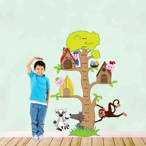 Kt Decoration Sevimli Hayvanlar Boy Ölçer Çocuk Gelişim Tablosu Duvar Sticker