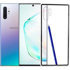 Case 4U Samsung Galaxy Note 10 Plus Kılıf 360 Tam Koruma Arkası Cam Şeffaf Mıknatıslı Devrim Gümüş